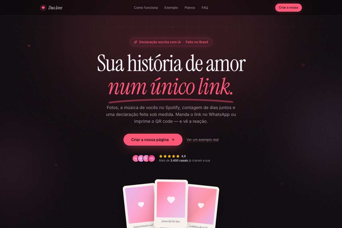 Tela inicial do Duo.love